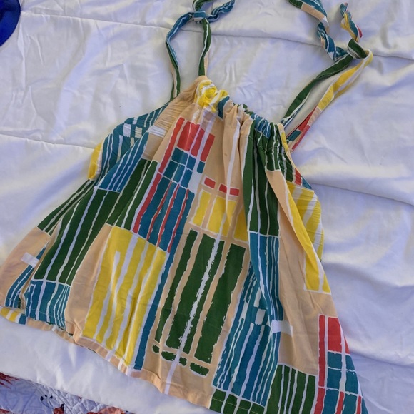 Geometric tiki style tie up top - Picture 1 of 1